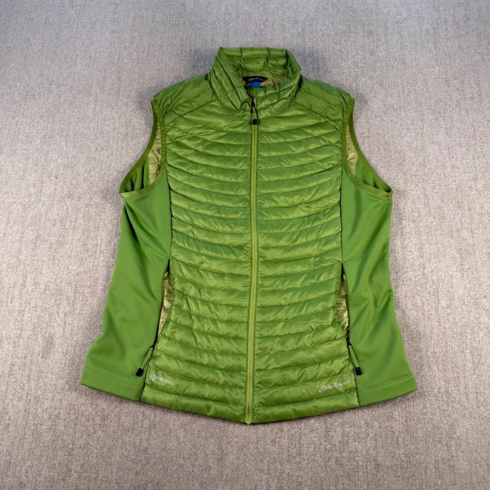 Eddie Bauer Puffer Vest Womens XL Green StormDown 800 First Ascent Hybrid